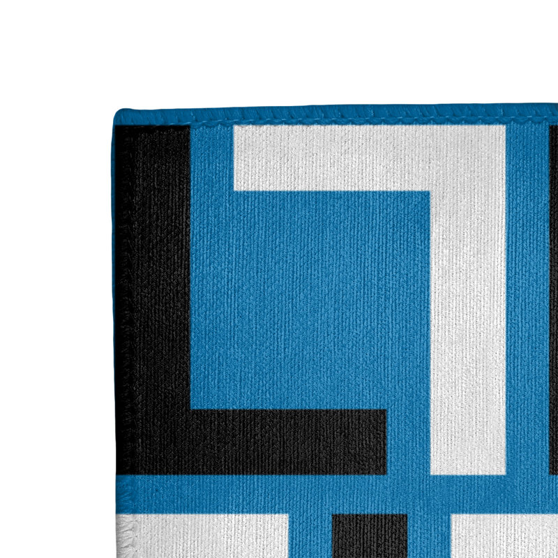 Tapis rond à motif géométrique bleu / noir, Rectangle 5 pi x 7 pi