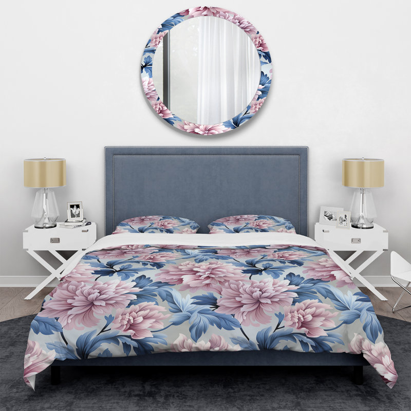 Ensemble de housse de couette mauve et rose Royal Damask Treasures II, Housse de couette simple + 1 taie décorative stan