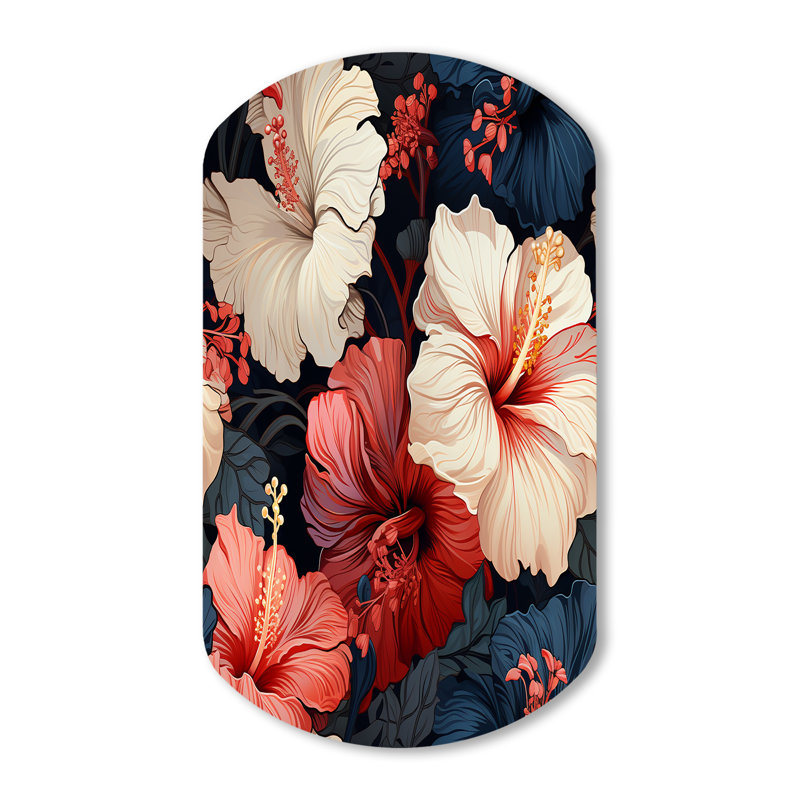 Cissie - Art mural asymétrique floral - Forme de cylindre, H 43 po x l 23 po
