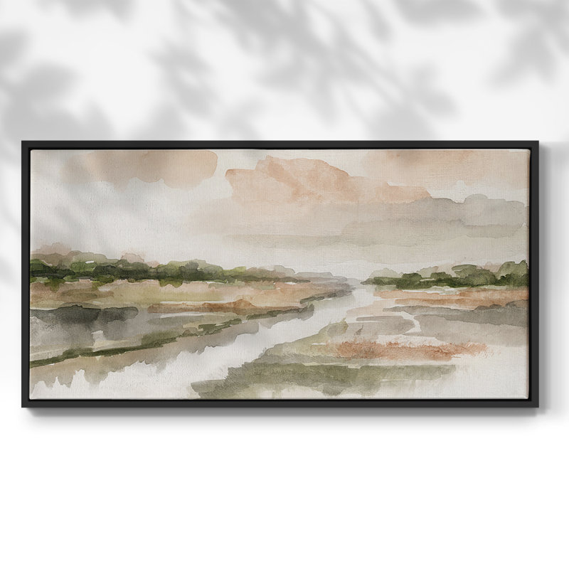 Moody Sunset - Toile tendue avec châssis tendue, prête à accrocher, H 17 po x l 33 po, Noir