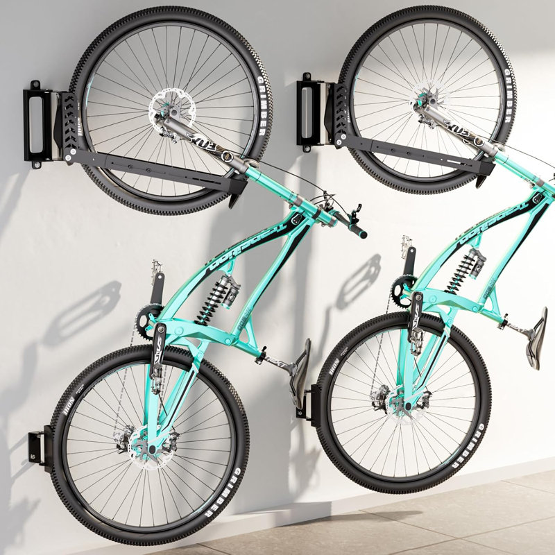 Ensemble de 2 supports muraux pivotants pour porte-vélos pivotants, porte-vélos pour le garage, porte-vélos vertical peu encombrant