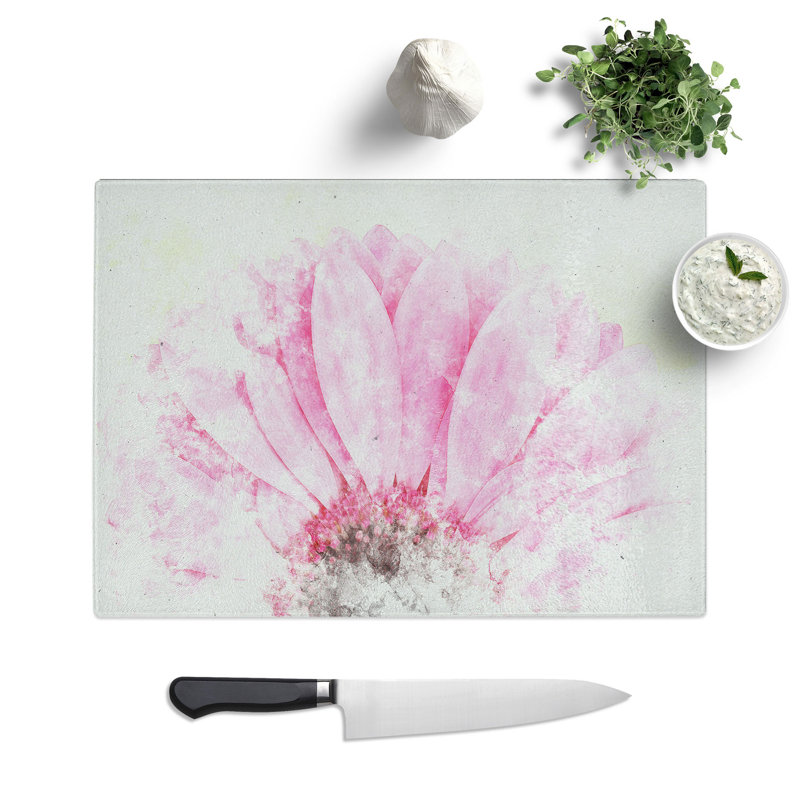 Tempered Glass Beauty of a Pink Gerbera Flower Chopping Board, 20 cm x 28.5 cm