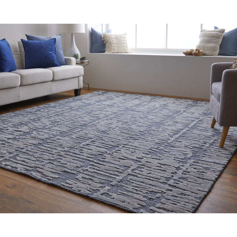 Berwyn Modern Abstract, Blue/Silver/Gray Area Rug, Rectangle 8'6" x 11'6"