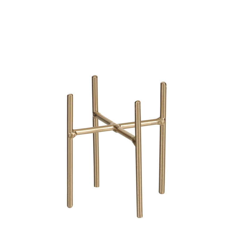 Edmon Gold 5" Metal Plant Stand, 3.75" H x 3.35" W x 3.35" D