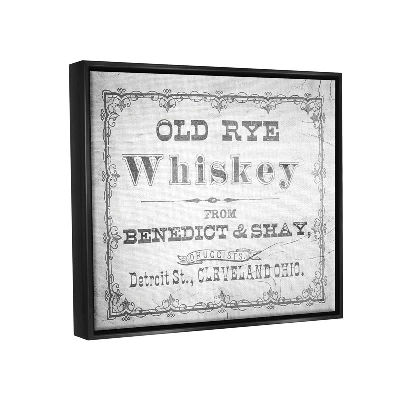 Art rétro, giclée de whisky par seigle, H 25 po x l 31 po x P 1,7 po, Cadre flottant noir de jais