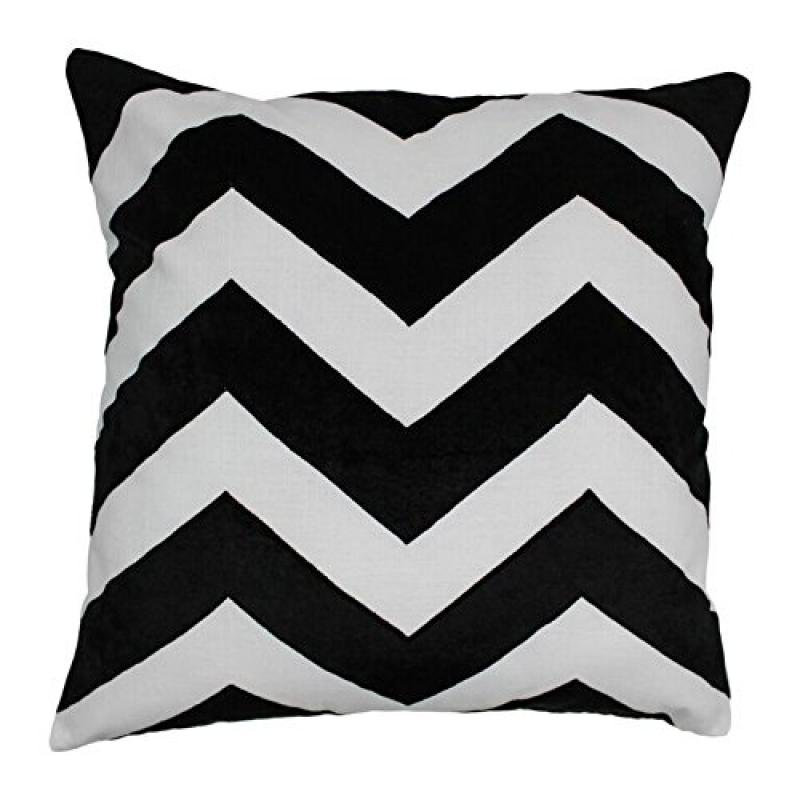 Coussin en coton Indian Chevron, Noir / Ivoire