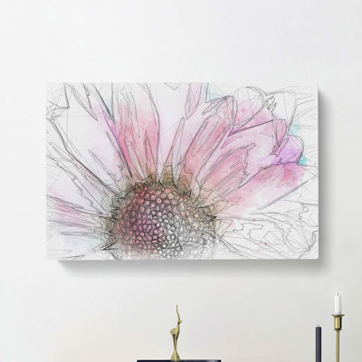Pink Daisy Flower in Abstract - Wrapped Canvas