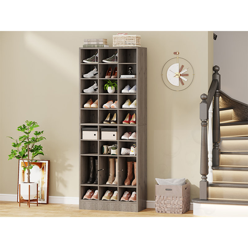 Armoire de rangement à chaussures en bois à 10 niveaux avec 30 casiers, Grey
