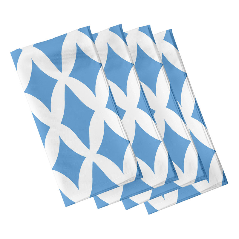 Ensemble de serviettes géométriques 4 pièces Keshawn, L 18 po x L 18 po, Bleu