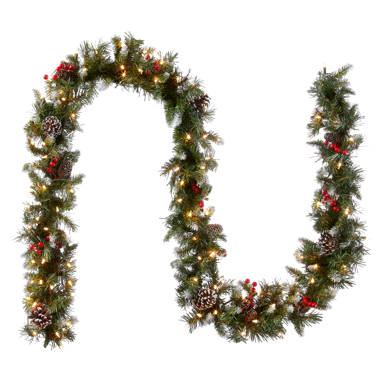 Northlight 6' x 9 Pre-Lit Decorated Frosted Pine and Pine Cone Artificial Christmas  Garland | Wayfair