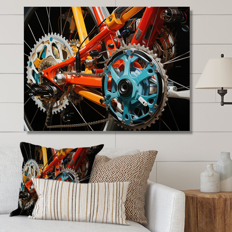 Vélo, Perspectives dynamiques - Transport, reproduction d'art sur toile, H 30 po x l 40 po x P 1,5 po, Toile tendue