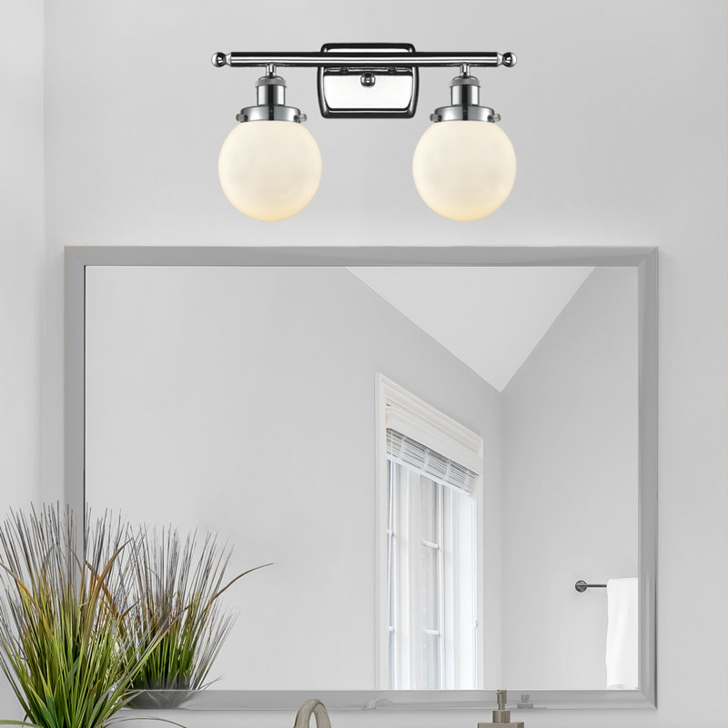 Éclairage pour salle de bain 2 lumières Chippewa, Blanc mat, DEL, Chrome poli