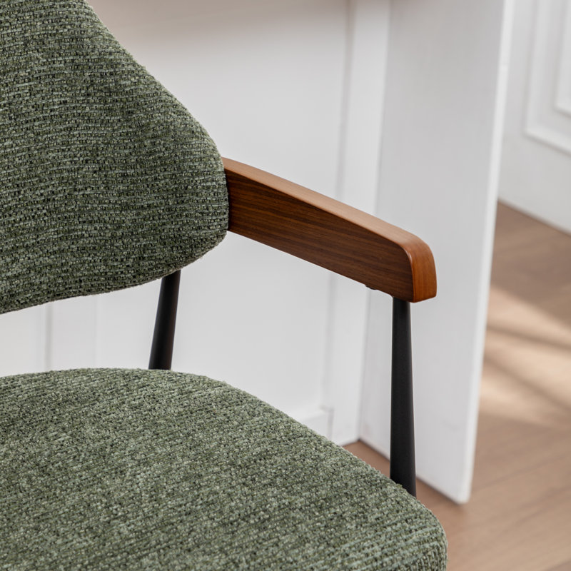 Tabouret de comptoir rembourré avec accoudoirs Devane, Vert