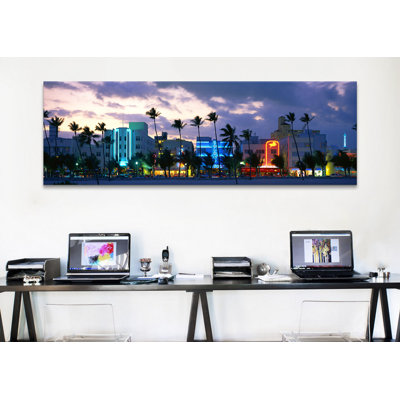 " Buildings Lit Up At Dusk, Ocean Drive, Miami Beach, Florida, USA " by Panoramic Images