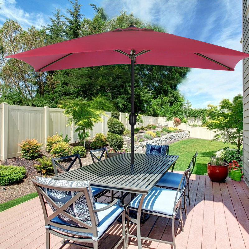 Aaroon 300cm X 200cm Rectangular Market Parasol, Red