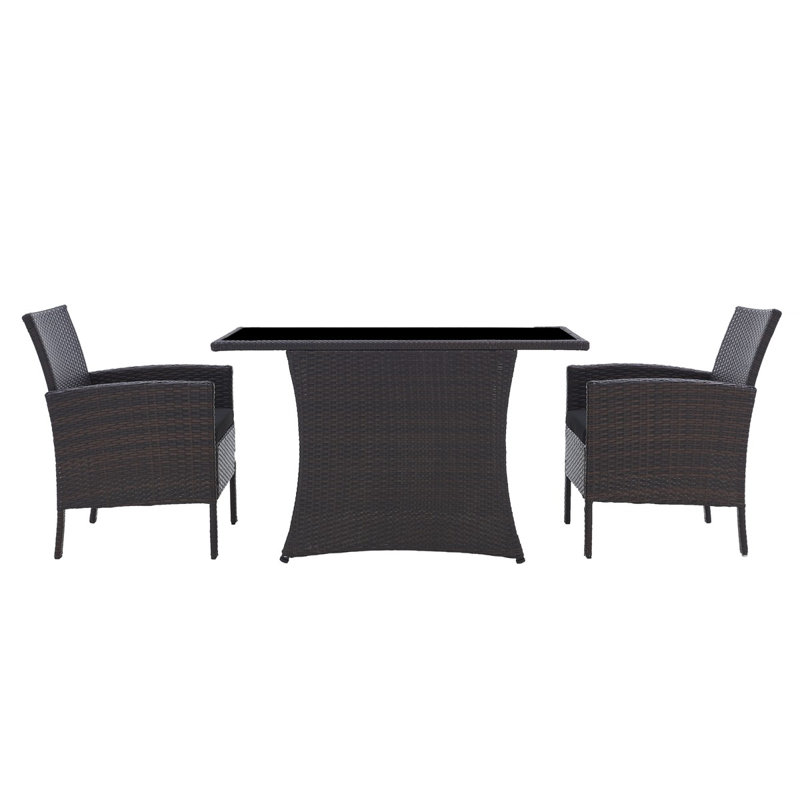 Aceson 2 - Person Patio Dining Set with Rectangular Table, Brown, white and pink