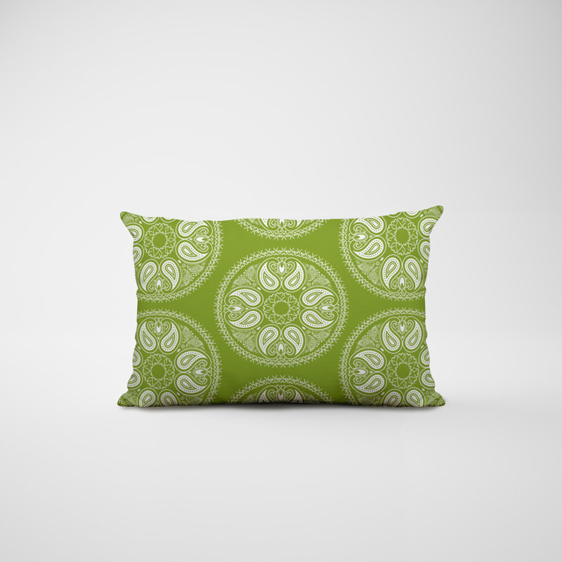 Paisley Outdoor Reversible Throw Pillow, Chartreuse