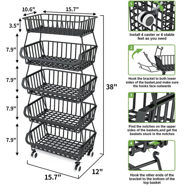 Metal/Wire Fruit Basket Kitchen Wildon Home