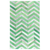 Natural Hide Cowhide Chevron Area Rug in Green/Ivory