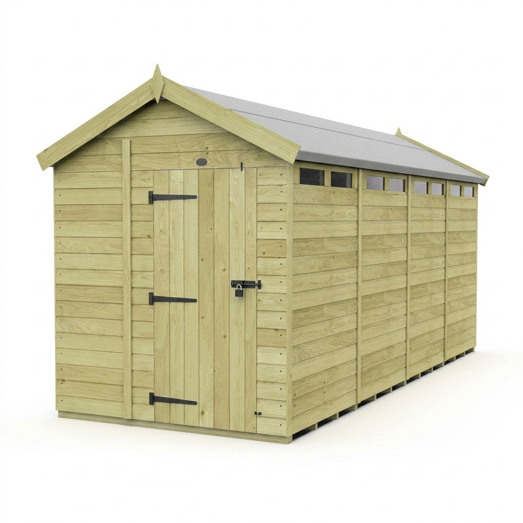 Total Sheds 7ft x 16ft Security Apex Shed - Heavy-Duty Hasp Staple Anti-Tamper - Pressure Treated Timber - UK Manufactured