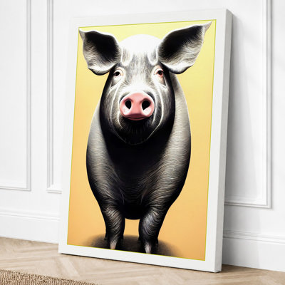 Straight Gaze Pig Modern 1 Piece Wrapped Canvas Wall Art
