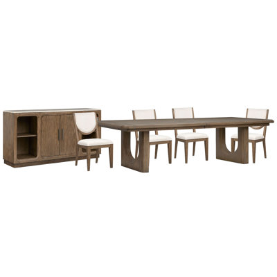 Table de salle à manger extensible à tréteaux avec 4 chaises et buffet