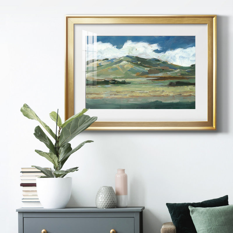 Western Sky II - peinture encadrée, H 22,5 po x l 30,5 po x P 1 po, Or, Blanc