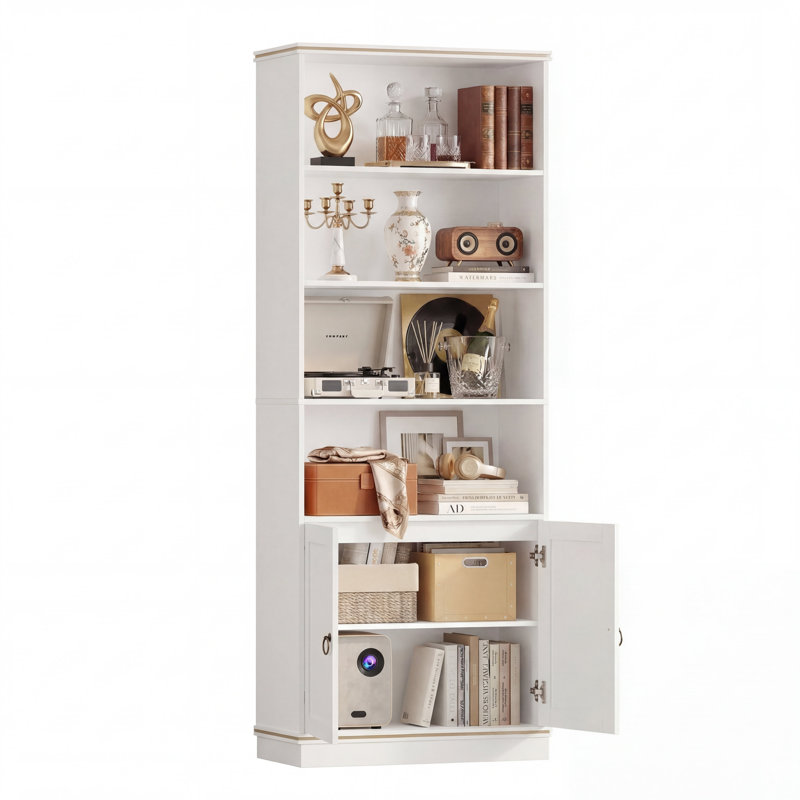 Armoire standard 71 "à 6 niveaux et 1 rangée avec armoire à 2 portes pour l'organisation de la maison et du bureau, blanc