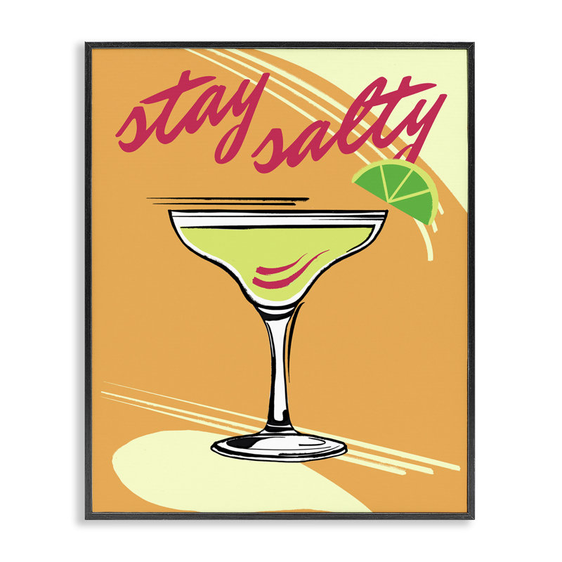 «Stay Salty Cocktail», estampe numérique par Elizabeth Medley, Giclée encadrée noir minuit, H 30 po x l 24 po