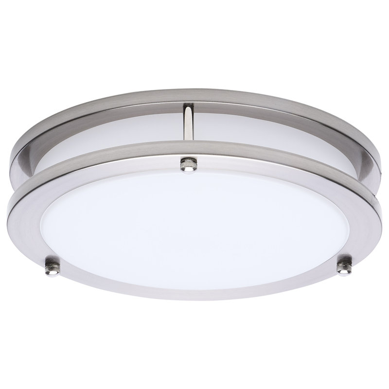 Norrine LED Flush Mount 27K/3K/35K/4K/5K CCT Selectable, Brushed Nickel, 2.13" H x 9.84" W x 9.84" D 