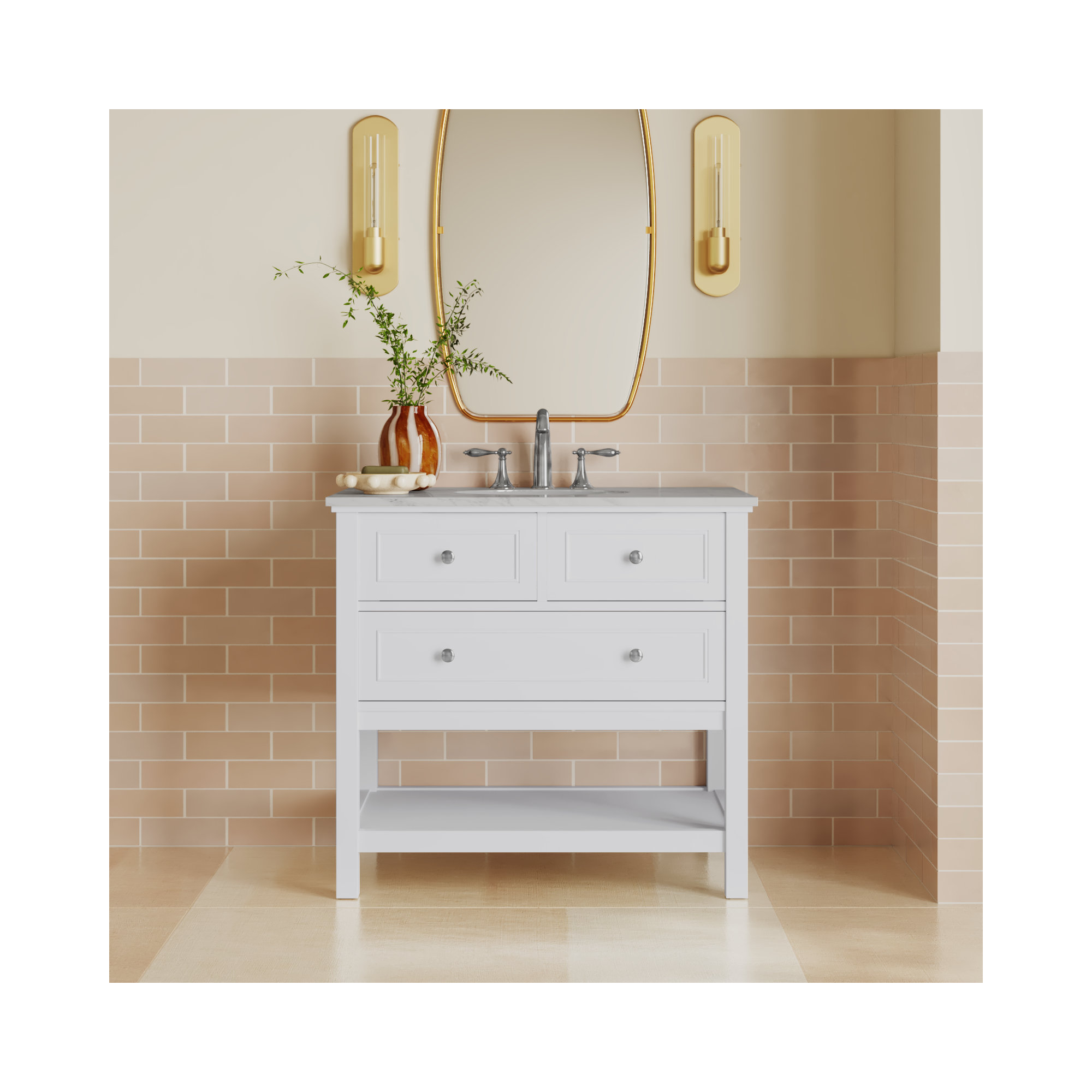 Bonsai 36" Single Sink Bathroom Vanity , White
