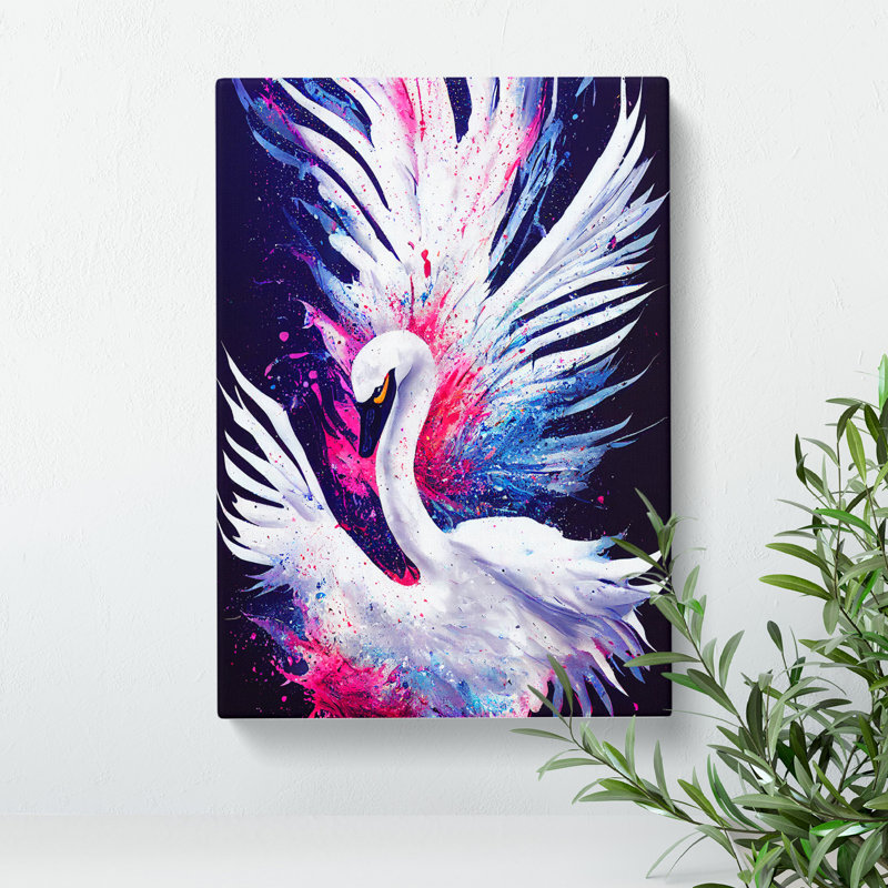 XV1022-4947X Vibrant Swan Art No.2 Abstract - Print, Wrapped Canvas, No Matte, 50cm H x 35cm W