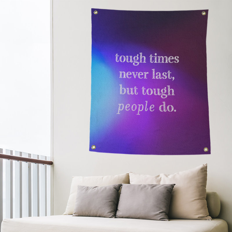 Tapisserie en polyester rigide times, H 36 po x l 26 po, Bleu / Mauve