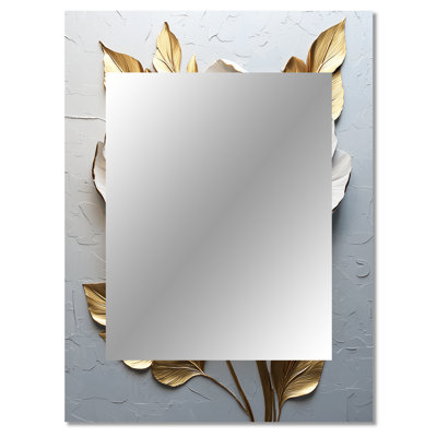 Peony Blooming In Gold And White I - Peony Decorative Wall Mirror, Gold Mirror, Printed Metal Art