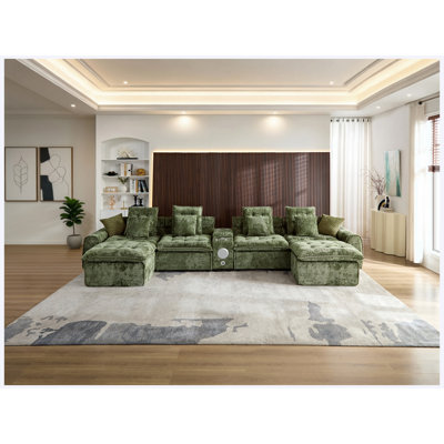 Canapé modulaire en laine d'agneau moelleux noir de 178,6 po, canapé d'angle surdimensionné en forme de L surdimensionné, siège moelleux et moelleux