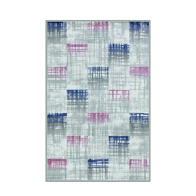 Stylish Woven Carpet, 5.2 x 7.5 Feet | 100% Polyester, 0.3 in Pile Height, Antibacterial, Non-Slip PVC Dot Underside | Machine Washable, 3D Digital Print | Perfect for Living Room, Bedroom & Home Décor