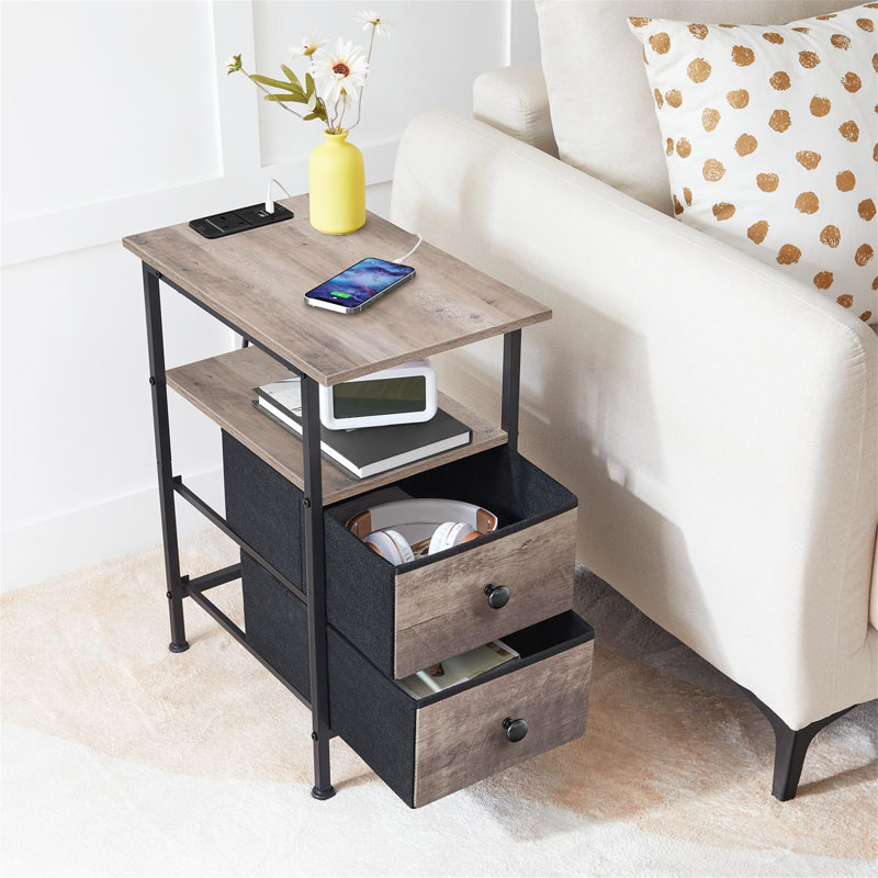 31cm W Metal Bedside Table