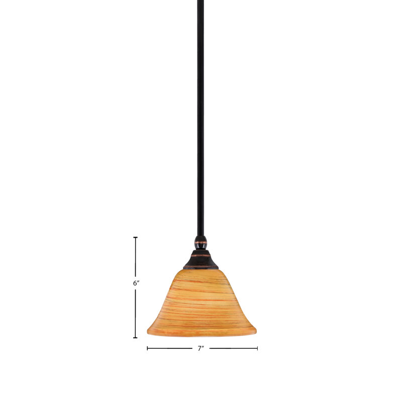 Mini-luminaire suspendu avec tige en verre Firré Saturn de 7 po, Cuivre noir