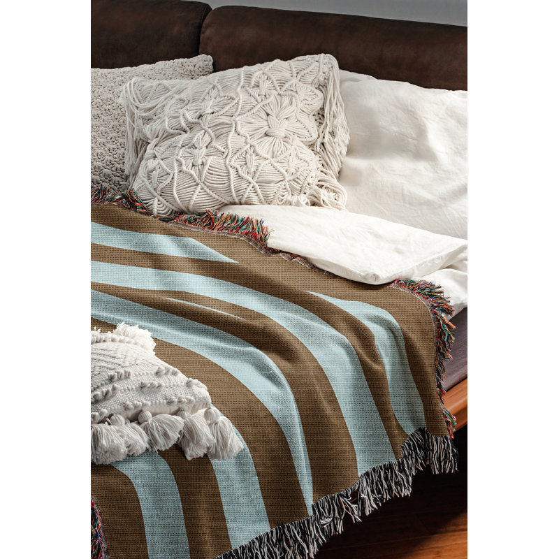 Jeté en mélange de coton Lynch, 60" L x 50" W, Brun/bleu