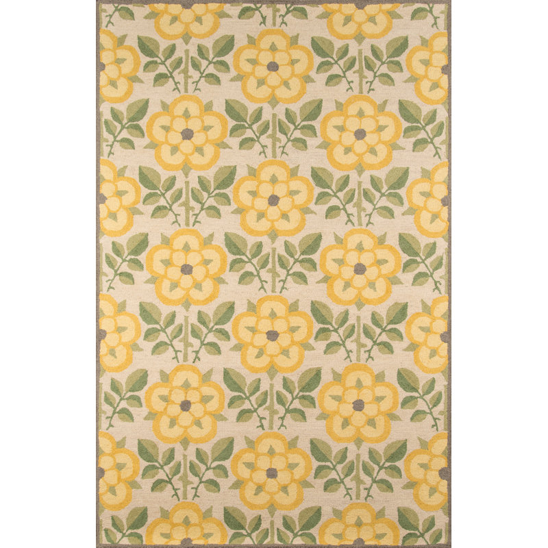 Tapis jaune en laine touffeté à la main Dottie, Rectangle 3 pi 9 po x 5 pi 9 po