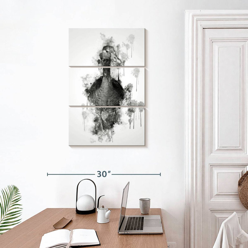 Brampt canard noir et blanc, H 32 po x l 20 po