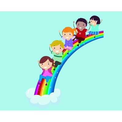 Décalcomanie murale arc-en-ciel à coulisses enfants