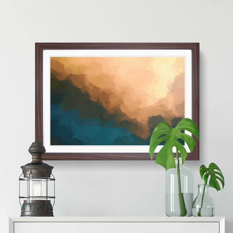 Airplane Chasing the Light in Abstract - Picture Frame Graphic Art Print, Walnut Framed, 48cm H x 65cm W x 2cm D
