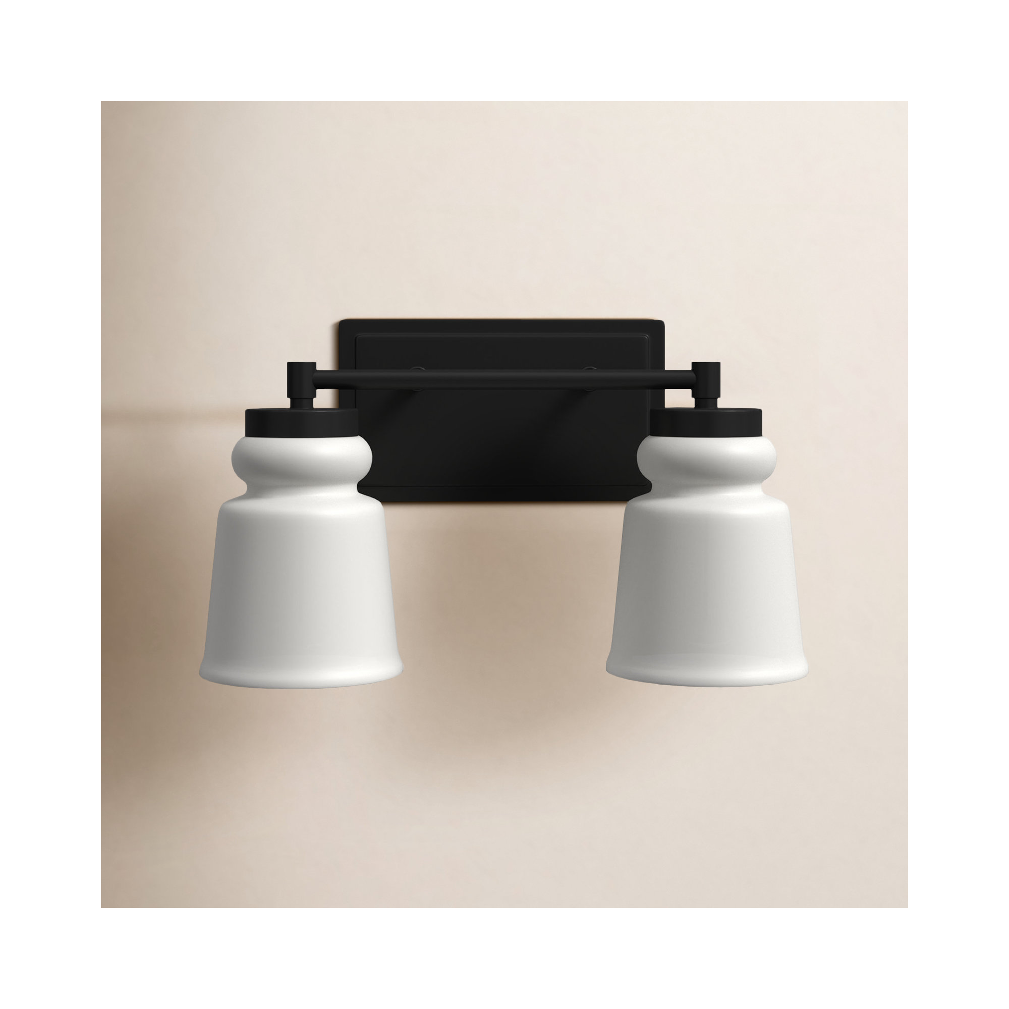 Gulliver 2 Light Frosted Dimmable Vanity Light, Matte Black