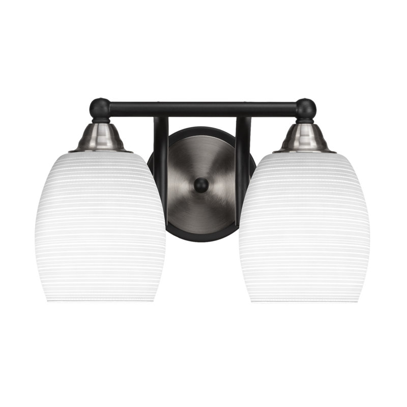 Michell 2-Light Bath Bar, Matte Black/Brushed Nickel, White
