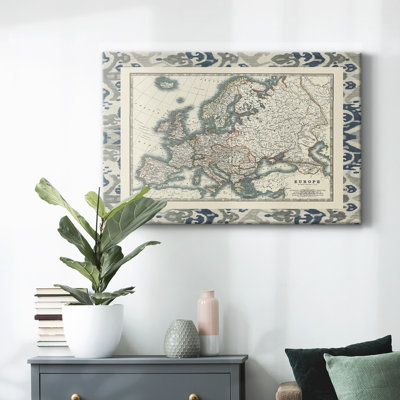 Bordered Map of Europe-Gallery Wrapped Canvas