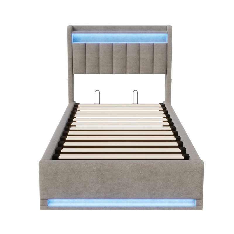 Ottoman Storage Bed, European Single (90 x 200 cm), Grey