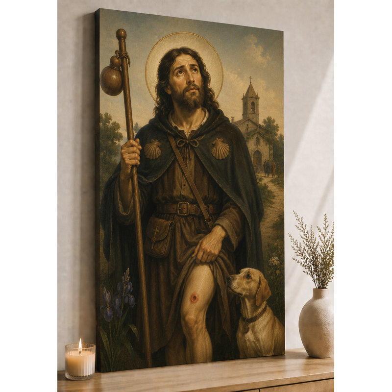Grand Saint Roch Pilgrim Blessing, reproduction d'art sur toile 24 x 36 pouces