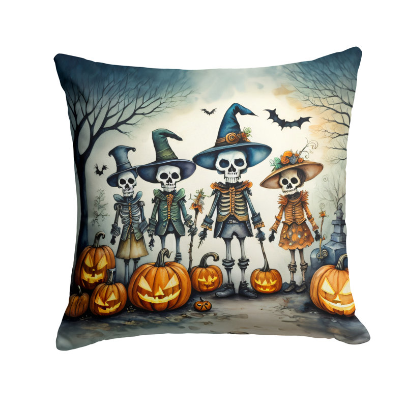 Coussin décoratif intérieur / extérieur en polyester More / Spooky More Spooky Halloween, 14 po x 14 po