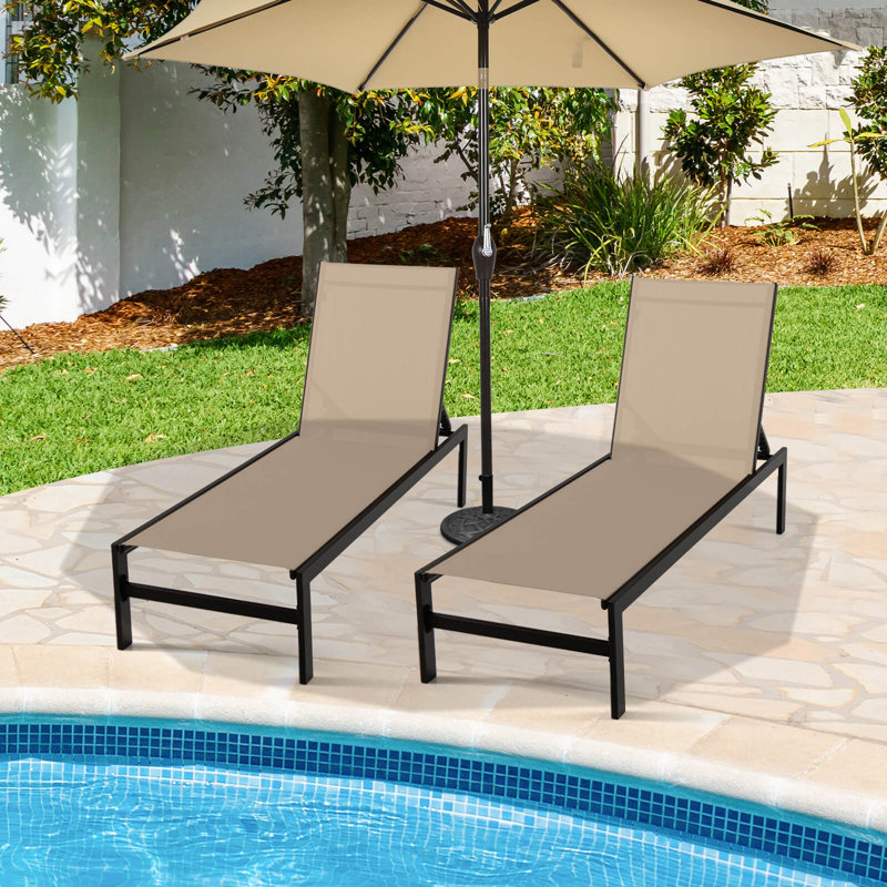 Chaise longue simple inclinable 60,5 po Arinn, Brun